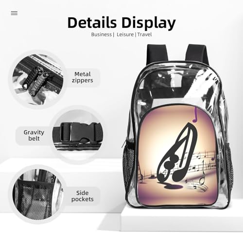 Mochila escolar de seguridad con notas musicales y bolsillos de malla 4