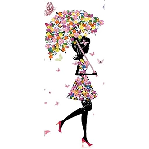 A.Monamour 3D Flower Girl Door Sticker Cover