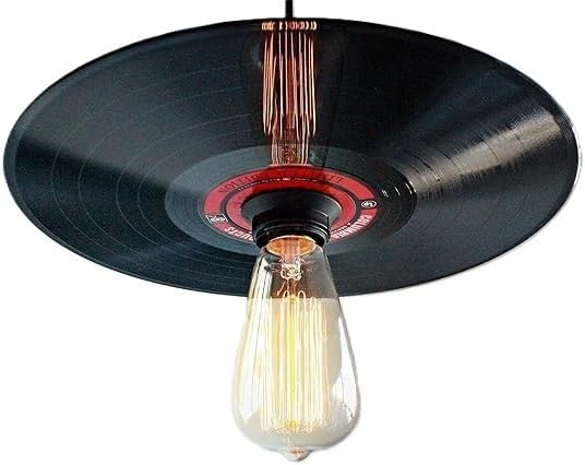 Lámpara colgante de disco de vinilo, decoración Rock N' Roll, iluminación de soporte de tocadiscos, arte de rock and roll, lámpara colgante vintage