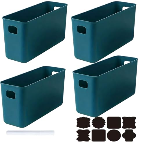 CNKHDZ Lot de 4 Boîtes de Rangement Longues sans Couvercle, Boîtes Organisatrices Bleu,37 * 13 * 15cm Grande Capacité Polyvalentes pour Toute la Maison