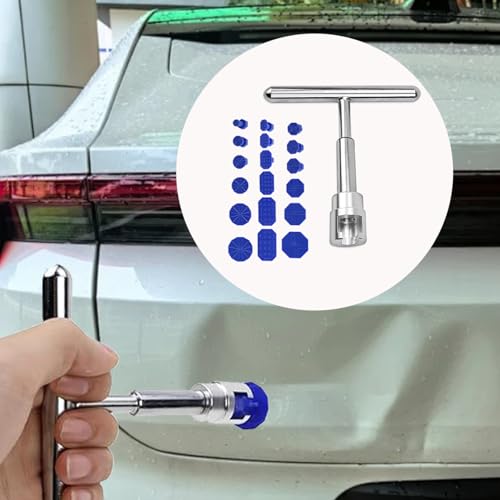 18 Stück Dellen Reparaturset Auto, T Bar Beulen Reparaturset Auto Ausbeulwerkzeug Karosserie, Beulenzieher Auto Kleine Dellen, Dellenzieher Auto Dellen Reparaturset, Rausziehen Saugnapf Entferner