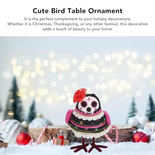 Estatueta de Pássaro Em pé de Halloween, Decoração de Mesa de Pássaro Fantasma de Tecido, Figuras de