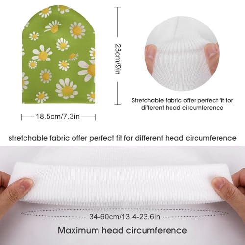 Cute Daisy Print Kids Beanie Hat for for Girls Boys Children Cap Winter Knitted Chemo Cancer Headwear Accessories Gifts Decoration Black2