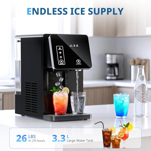 Image of Cowsar 2-in-1 Countertop Ice Maker with Water Dispenser, 26lbs /24h