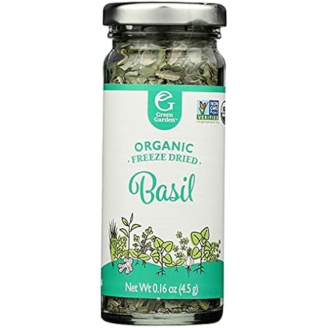 Green Garden Freeze-Dried Organic Basil - Dried Basil Organic Fresh, Basil Seasonings, Freeze Dried Basil Leaves, Basil Dried, Basil Spice, USDA Organic Gluten Free, Non-GMO, Vegan - 0.16 Oz Cover