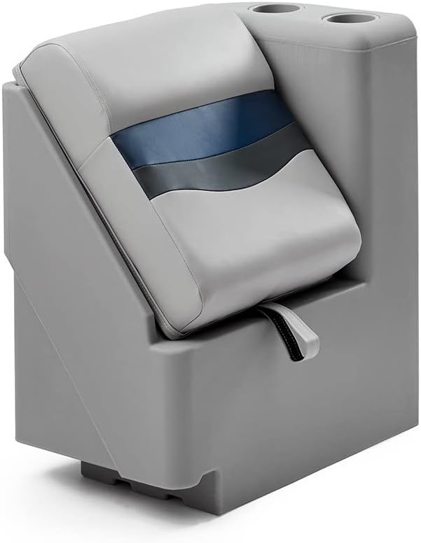DeckMate Complete Classic Right Lean Back Seat and Base - Gray, Blue and Charcoal