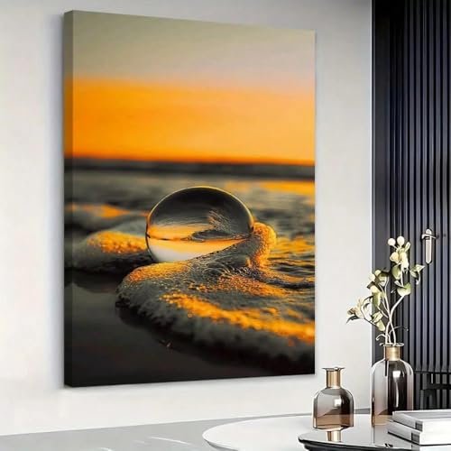 Tableau sur toile boule de cristal coucher du soleil affiche calligraphie géométrique