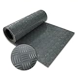 Floordirekt PVC-Bodenbelag - Riffelblech-Optik - Industrieboden - Pflegeleicht & Belastbar - Rollenware mit Zuschnitt - Bullet Dunkelgrau - 110x50 cm