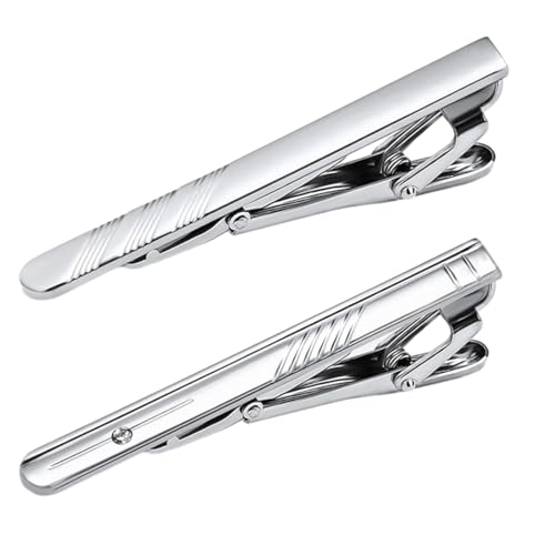WKRTDY Pasador de Corbata y Clip - 2 Piezas de Plata para Bodas y Reuniones de Negocios,Look Elegante asegurado.