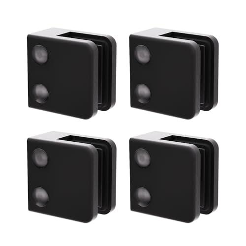 Glass Clamp－4 PCS Black Adjustable Flat Square Glass Shelf Bracket, 1/4 