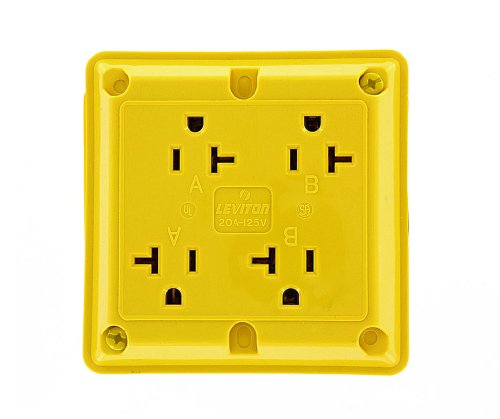 Leviton 20 Amp, 125 Volt, Industrial Series Extra Heavy Duty Grade, 4-In-1 Receptacle, Straight Blade, Grounding, 21254-Y, Yellow by Leviton - Used condition - US$14.59