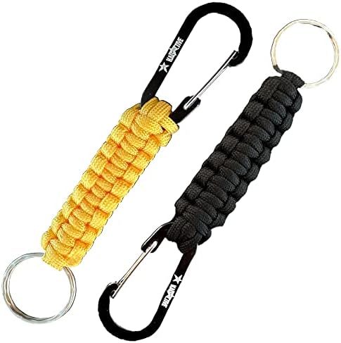 KADACTIVE Paracord Keyrings with Carabiner Keyring Clip - 2 Pack keyrings for Backpack, Survival, Camping - Paracord Key Chain Key Holder - Key Lanyard for Men - car Keyring