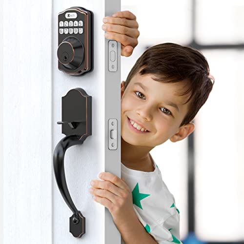 Ixtech Keyless Entry Door Lock, Keypad Door Lock With Handle, Front Door Lock Set For Right And Left Hand Front Doors, Electronic Keypad Deadbolt, Auto Lock, Easy To Install, Oil Rubbed Bronze #TOP2