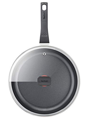 Foto von Tefal Easy Cook & Clean Schmorpfanne 24 cm, Pfanne mit Glasdeckel, Antihaftversiegelung, Thermo-Signal bei idealer Brattemperatur, NICHT induktionsgeeignet, stabiler Boden, Made in France, B55532
