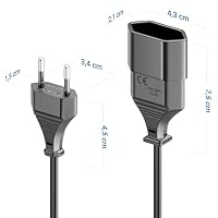 deleyCON 3,0m Stromkabel Verlängerung Typ-C Eurostecker Buchse - Schwarz – Ansicht 6