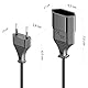 deleyCON 2m Stromkabel Verlängerung Netzkabel Verlängerungskabel Typ-C-Stecker Eurostecker auf Typ-C Euro Buchse TV PC Computer Monitor Beamer Lampe Haushaltsgeräte - Schwarz