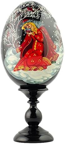 BestPysanky Snowy Forest Scene with Maiden Wooden Easter Egg 6.25 Inches