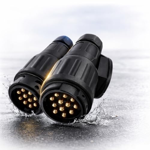 Twin Pack 13 Pin Trailer Plug Sockets 12V Towing Connector Adapter for Caravan Trailer Towbar UK Euro Style