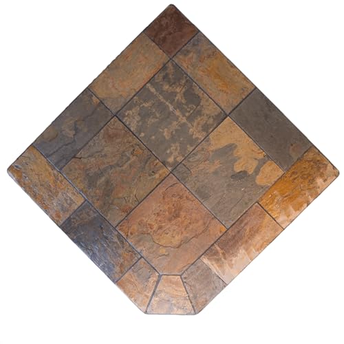 Dominus Heat Corner Hearth Pad - Peacock Slate (48x48)