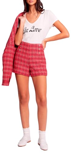 Short droit tweed mode femme automne hiver coupe droite confortable