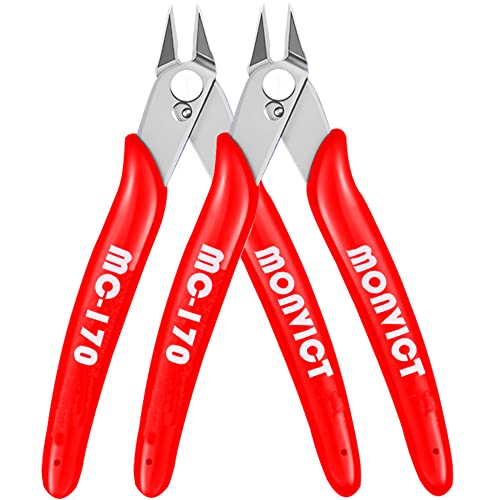 2 Pack Flush Cutters Mc-170, Monvict Wire Cutters 5 Inch Side Cutting Pliers Precision Cutter Tools Ultra Sharp Micro Wire Cutters For Cables Wires Zip Ties 3D Printing Electrical & Cut Needs… #TOP7