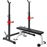 CONÇU POUR VOS OBJECTIFS DE FITNESS : Ce banc de musculation olympique multifonctionnel et robuste à tube carré est livré avec des accessoires supplémentaires pour des circuits d'entraînement complets