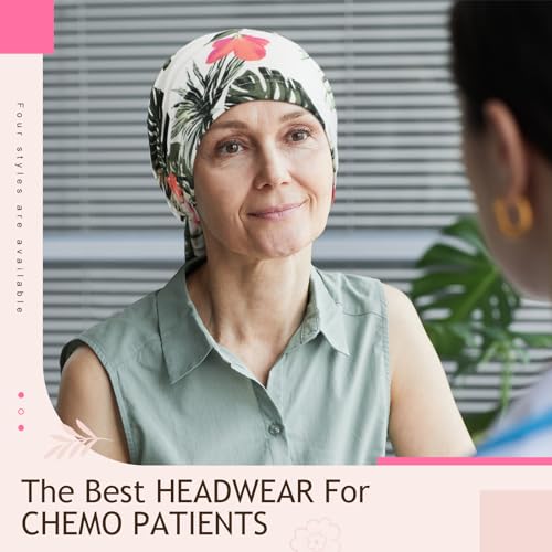 Image of Halfchet 4 Pcs Chemo Headwear for Women Pre Tied Cancer Caps Head Scarf Turbans for Women Patients Gifts