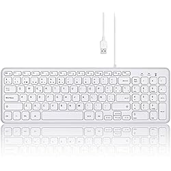 Teclado Compacto Con Teclado Numerico Perixx PERIBOARD-213W Teclado de Tijera USB silencioso con Cable - Diseño Compacto con Teclado numérico - Blanco - QWERTY Español con Ñ