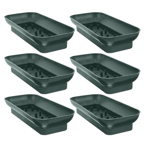 Soporte de flores de plástico rectangular verde SHOWERORO con agujas para centros de mesa 2