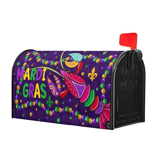 Image of Mardi Gras Mailbox Covers Magnetic Mardi Gras Purple and Red Mailbox Cover Standard Size 18 X 21 Inch Spring Holiday Carnival Festival Wrap Post Letter Box Decorative for Outdoor Home Garden Yard