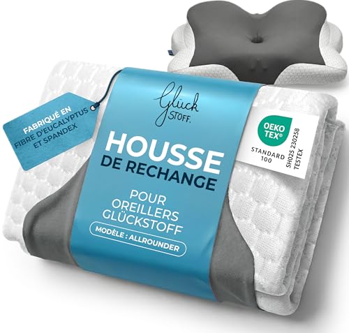 Glückstoff® Taie d’Oreiller pour Oreiller Ergonomique [Effet Frais & Chaud] en Fibre de Bambou et Spandex | Douce & Moelleuse | Housse de Remplacement | Gris | Version : Allrounder