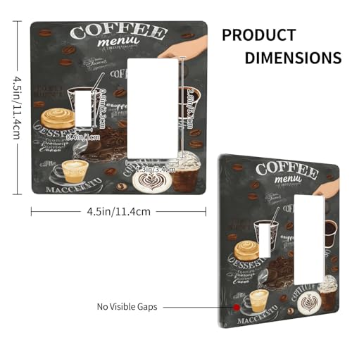 Decorative Outlet Covers Retro Coffee Cup Bean 2 Gang 1 Gang Wall Plate Cover Single Toggle Rocker Combo Light Switch Cover Plate Face Plate for Coffee Bar Kitchen Decor