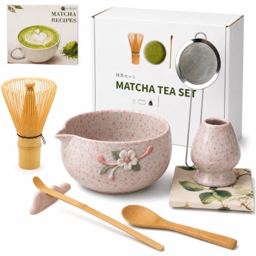 Qxeutm Service à matcha 7 pièces Flower