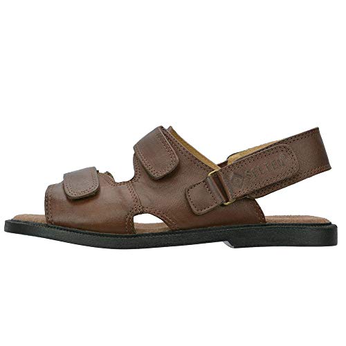 Sandália Masculina Confort Em Couro Chinelo Marrom Selten 43, Marrom
