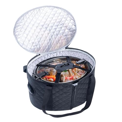 Para cocción lenta, fundas aisladas reutilizables de gran capacidad, soporte para olla de cocina con hebilla de fijación de la tapa – para viajes, camping, excursiones, picnics,