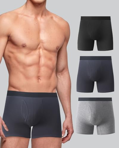 3Pcs Men's Comfortable Cotton Boxer Briefs, Soft and Breathable Underwear