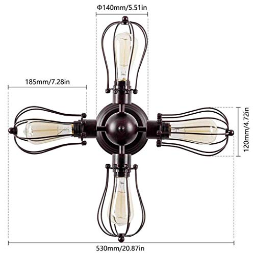 Lámpara de techo industrial de 4 luces con base E27 regulable en negro 5