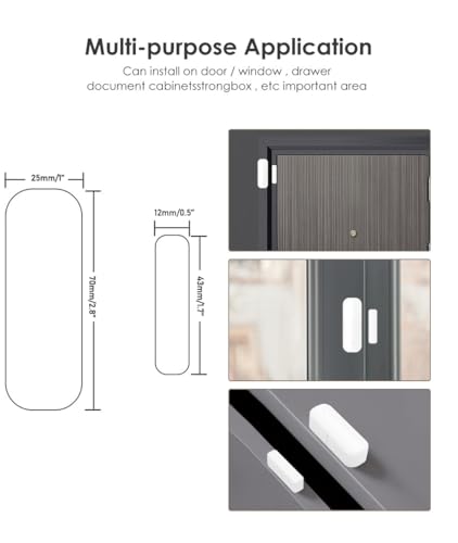 Mengshen 2 Pack Sensor Ventana WiFi Sensor Contacto Inteligente Alertas Aplicaciones Seguridad Hogar Funciona Dispositivos Tuya Smart Life Compatible con Alexa Google Home - imagen 9