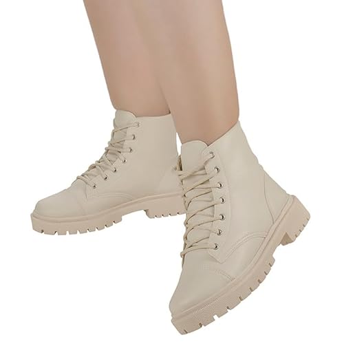 Coturno Militar Feminino Tratorado Plataforma Bota Cano Curto Confortável Macia Lóris Shoes 5001 (Of