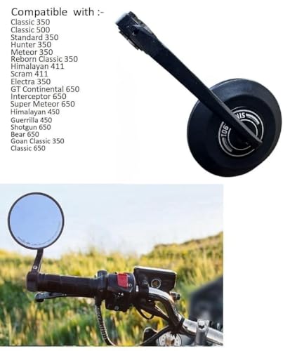 Image of Bike Handle Bar End Mirror compatible with Hunter, Meteor, Super 650, Shotgun, GT, Continental, Interceptor, Himalayan, Scram, Guerrilla