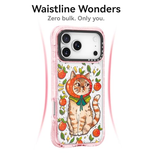 Coque iPhone Pro antichoc rigide rose pailleté avec motif chat