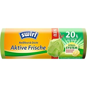 Swirl actieve afvalzakken met trekkoord, 20 liter, 1 rol met 12 zakken