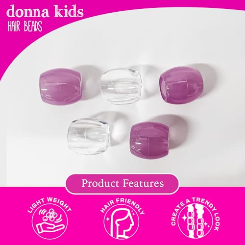Donna Glow in The Dark Jumbo Size Bracelet Making Kit with Pony Beads and Clay Beads for DIY Hair Braiding, LARVANDER Color 1PC by DONNA - Image 4