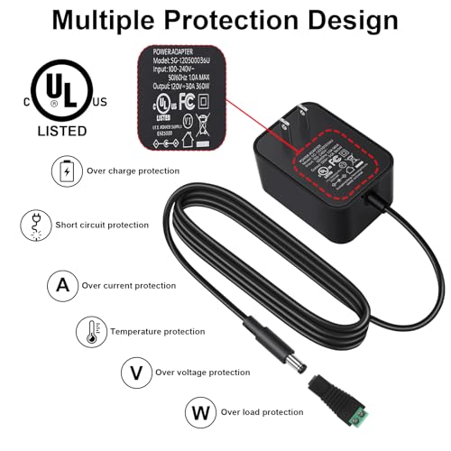 Image of 12V 3A Power Adapter with Dimmer Switch,12Volt 3Amp Power Supply-UL Listed | AC 100-240V to DC 12V 36W Low Voltage Transformers,Power Converter with 5.5mmx2.1mm DC Output Jack for LED Light LCD