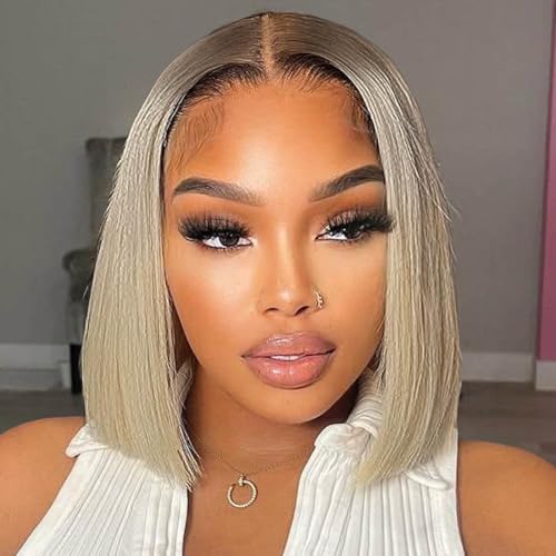 Orijodie Ash Blonde Short Bob Wig Human Hair 180%...