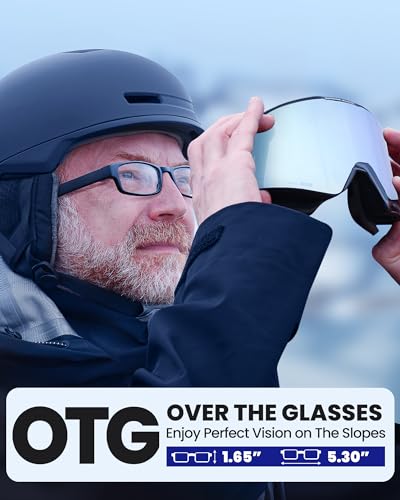 OutdoorMaster Falcon Ski Goggles Lens by ZEISS, OTG Snowboard Goggles Anti-fog, Magnetic Interchangeable Lens, Snow Goggles for Men & Women, BlueFrozen Vlt 18.6%