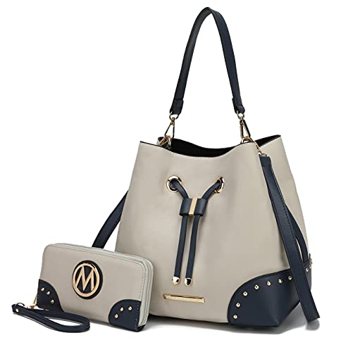 MKF Crossbody Bucket Hobo Bag for Women Handbag & Wristlet Wallet Purse Set – PU Leather Top Handle Shoulder Strap