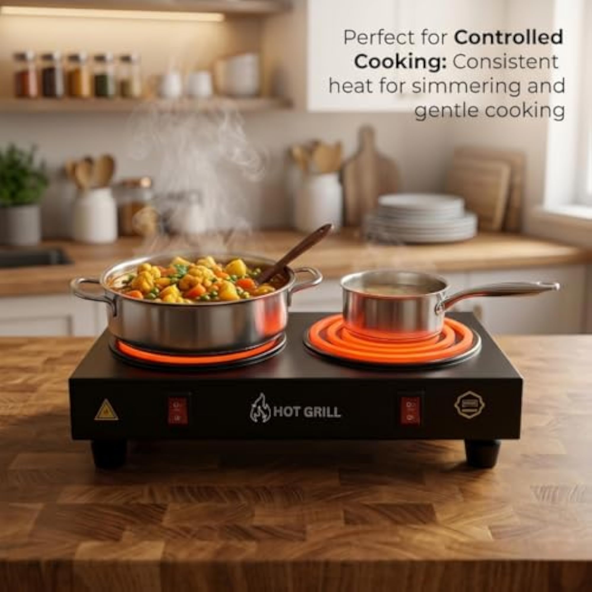 Hot Grill 2000W Electric Double Burner Hot Plate