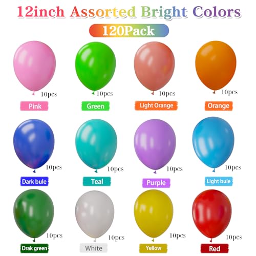 Bbeitoo 767700471492 123Pcs Balloons Assorted Colors 12In Rainbow Latex Balloons Bulk Party Balloons Refillable With Water Air And Helium thumb #2