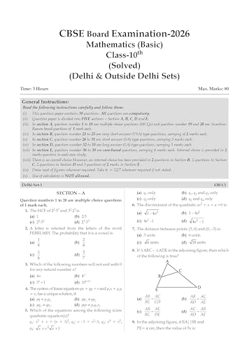 Image of Oswaal CBSE Previous Years Papers Mathematics Basic, Class 10 | Year-wise (2020-2026) | Syllabus April 2026 | NCERT & Competency-Based Questions | For 2027 Exam | Oswaal AI